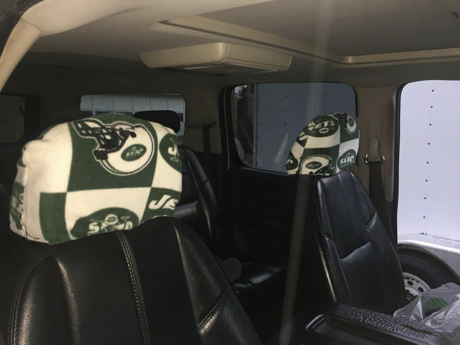 NY Jets | NFL Fleece Custom Head Rest Cover Set | Fits Car/TrucK