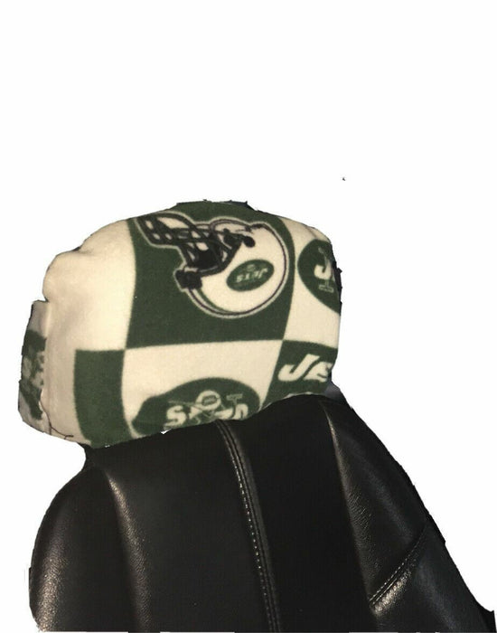 NY Jets | NFL Fleece Custom Head Rest Cover Set | Fits Car/TrucK