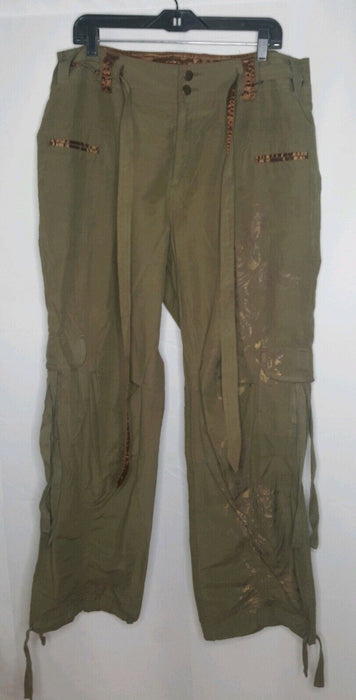 Ashley Stewart | Women's Green & Brown Chino Pants (Plus Size: 16)