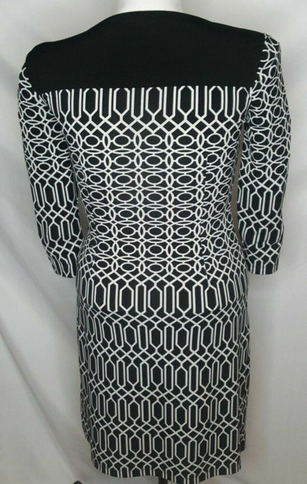 New York Co. | Black/White Side Tie 3/4 Sleeve Dress (Size: M)