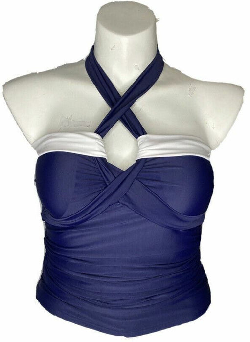 Adolf | Navy Blue/White Swimsuit Top (Size: S)