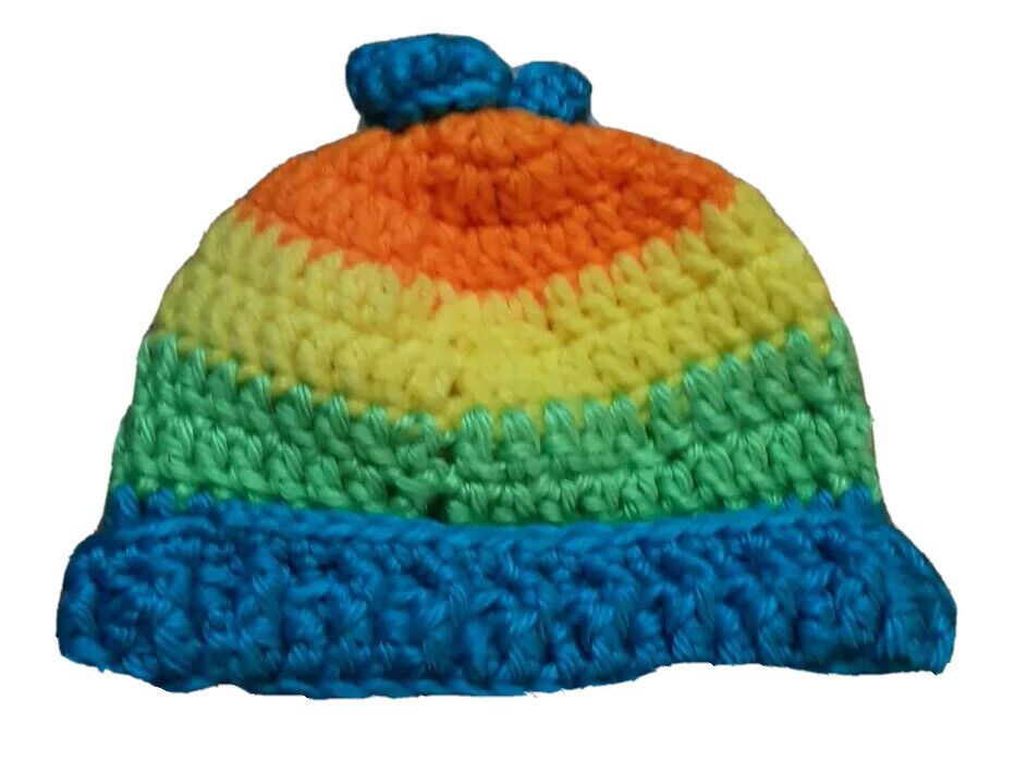 Handmade Crochet Orange/Yellow/Green/Blue Babydoll Beanie