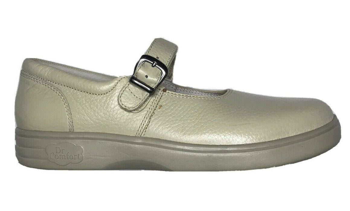 Dr.Comfort Merry Jane Ivory Leather Buckle Comfort Shoes Women's (Size: 10M)