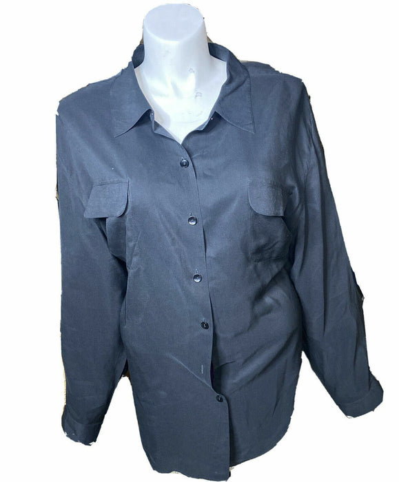 Avenue Black Button Down Long Sleeve Top (Size: 30/32)