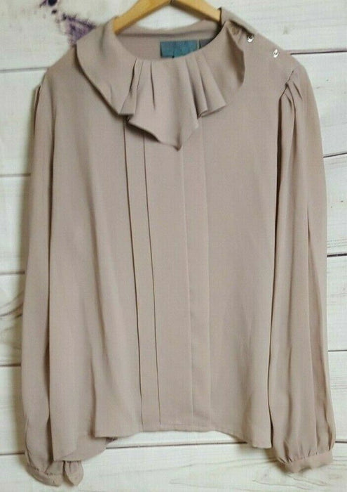 Studio B. Women's Beige Long Sleeve Ruffle Blouse (Size: 41/42)