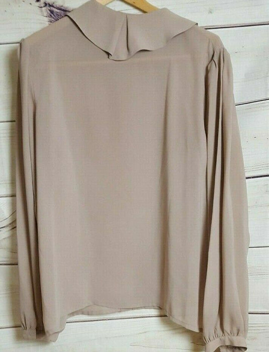 Studio B. Women's Beige Long Sleeve Ruffle Blouse (Size: 41/42)