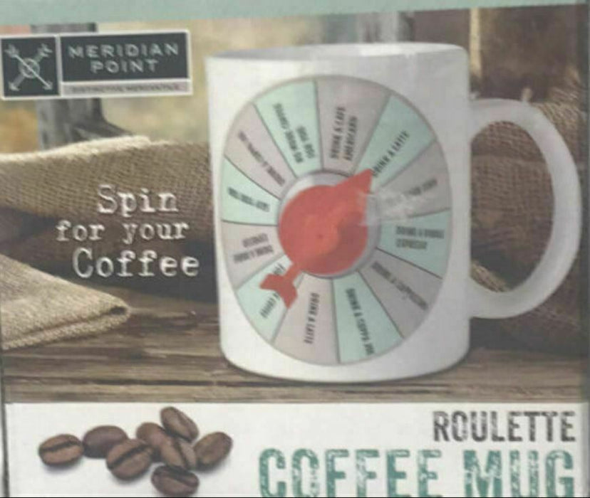 Meridian Point "Spin For Your Coffee" Roulette Coffee Mug/Tea Cup White