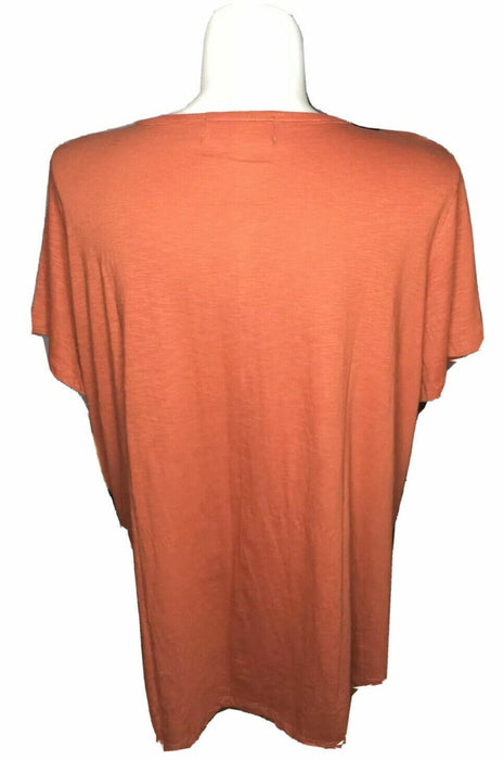 French Laundry Orange Lace Front Top (Size: 3X)