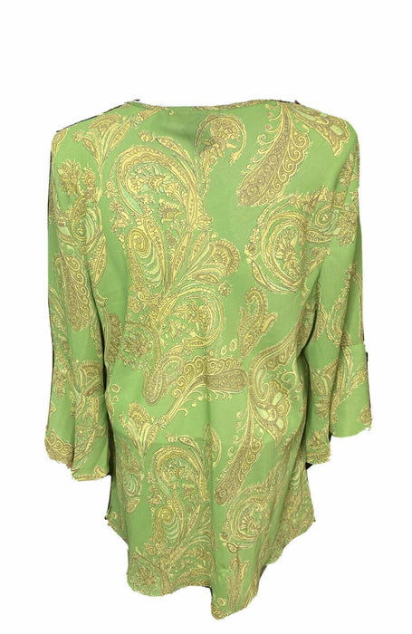 Ashley Stewart Green Floral Bell Sleeve Top (Size: 24)