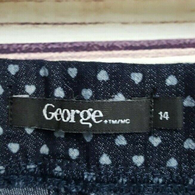 George Girls Blue Polka-Dot Skinny Jeans  (Size: 14)