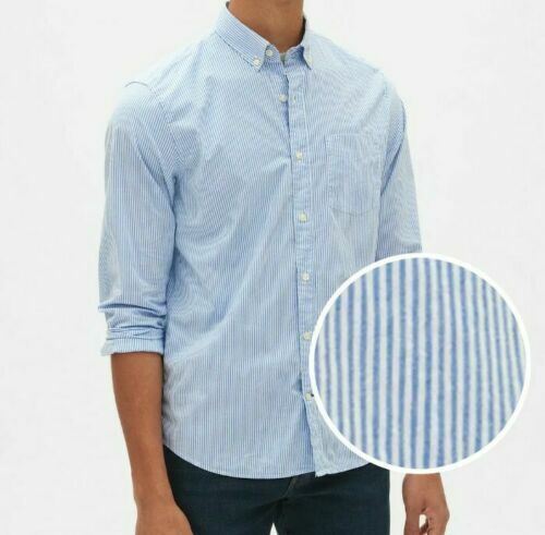 Goodfellow & Co | Men Dress Button Down Slim-Fit Strip Shirt | Blue (Size: XXL)