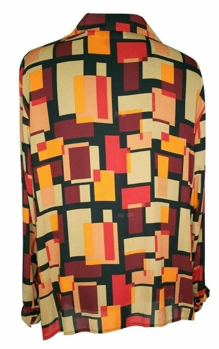 Worthington Woman Multi-Colored Geometric Block Blouse (Size Plus: 22W)