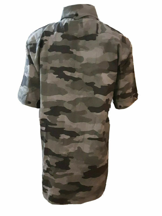 Basta Collection Camouflage Causal Collard Shirt by Emphasis (Size: Large)