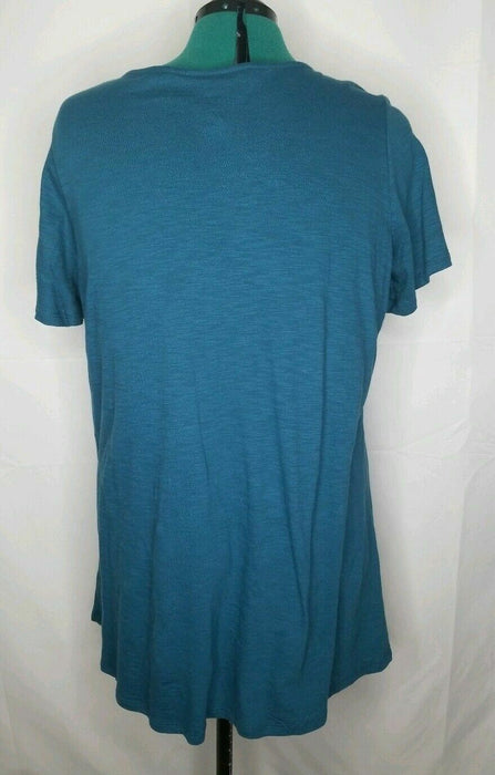 Avenue Green/Blue Sparkle Crew Neck Top (Size: 18/20)