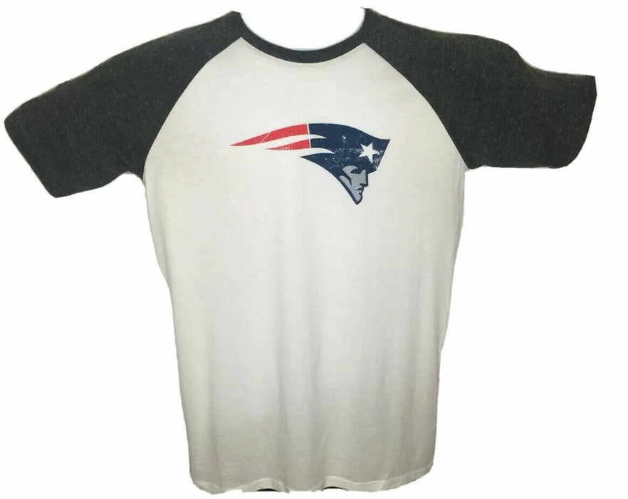 New England Patriots NFL Hands High Gray/White Raglan Tri-Blend Shirt