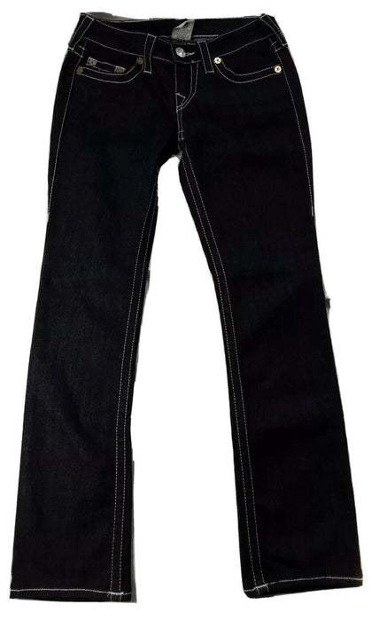 True Religion Straight Stretch Jeans W/ Flap Pockets Dark Wash (Size: 26 x 32)