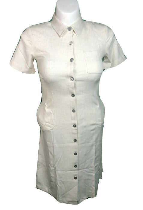 Koret Beige Short Sleeve Button Down Dress (Size: 4P)