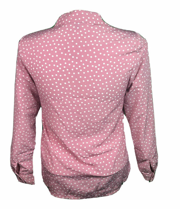 Koret Pink Polka Dot Button Down Long Sleeve Top (Size: 8)