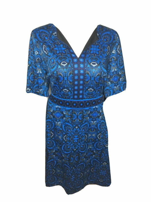 London Style Collection Blue Floral V-Neck Dress (Size: 24W)