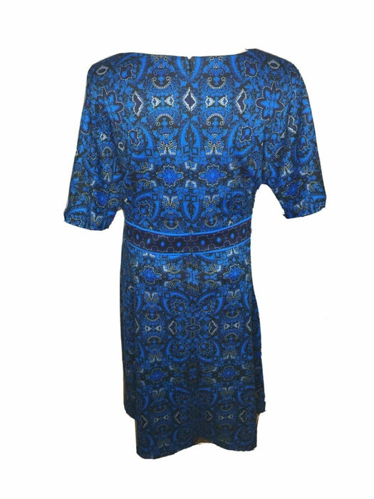 London Style Collection Blue Floral V-Neck Dress (Size: 24W)