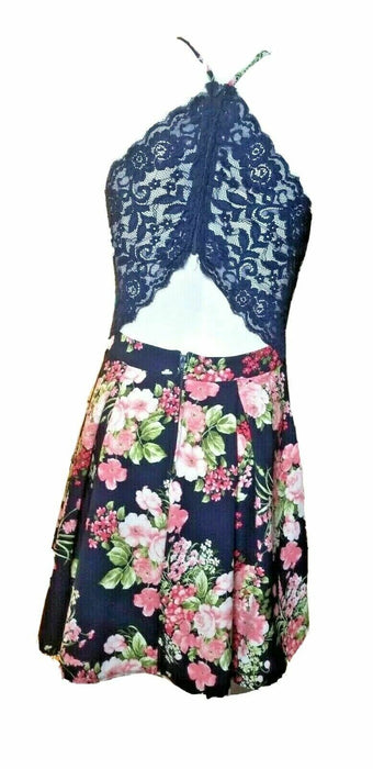 B. Smart Junior Spaghetti Strap Floral Party Dress with Lace Back (Size: 9)