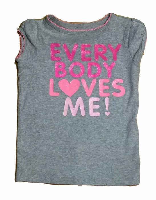 Carter's Girls "Every Body Loves Me" Shirt Gray/Pink (Size: 5)