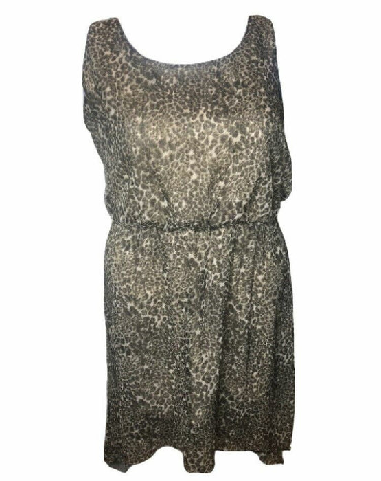 Women's Brown Cheetah Sleeveless Dress (Size: 1X)