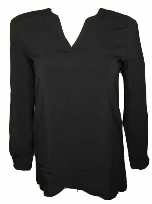 Susan Graver Black Ruffled Bottom Long Sleeve Top (Size Petite: 6)