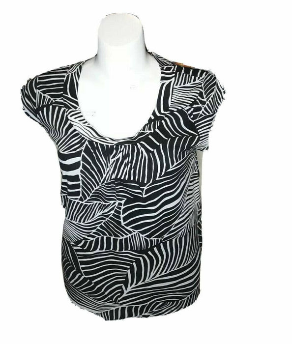 Jones Wear Black/White Palm Short Sleeve Tops (Size: XL)