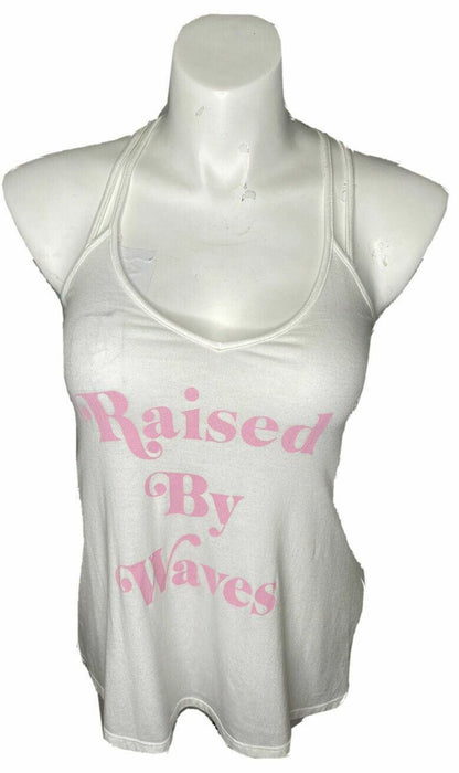 Express 1 Eleven White "Raised By Waves" Strappy Back Tank Top (Size: S)