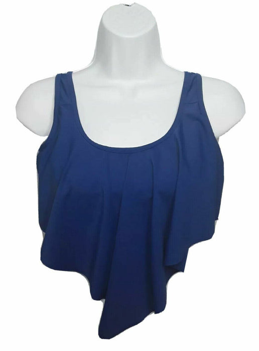 Women's Blue Ruffled Bikini Back Tie Top (Size: S)