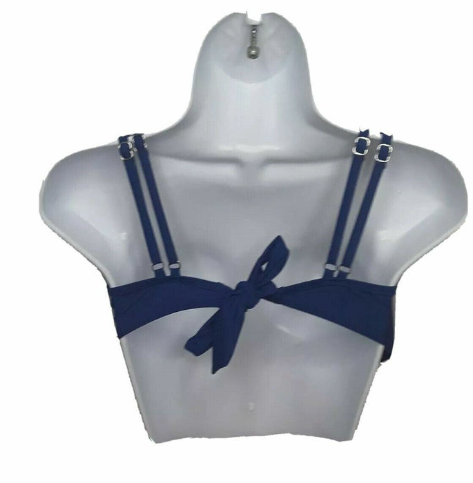 Women's Blue Ruffled Bikini Back Tie Top (Size: S)