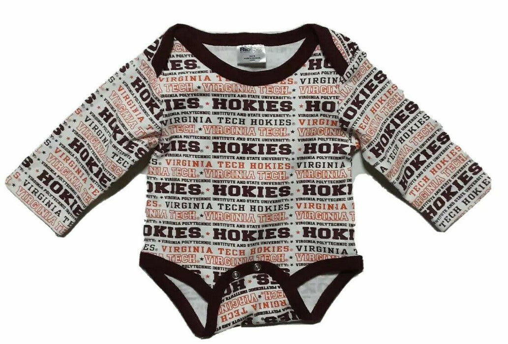 Virginia Tech Hookies NFL Baby One Piece Long Sleeve (Size 3/6 months)