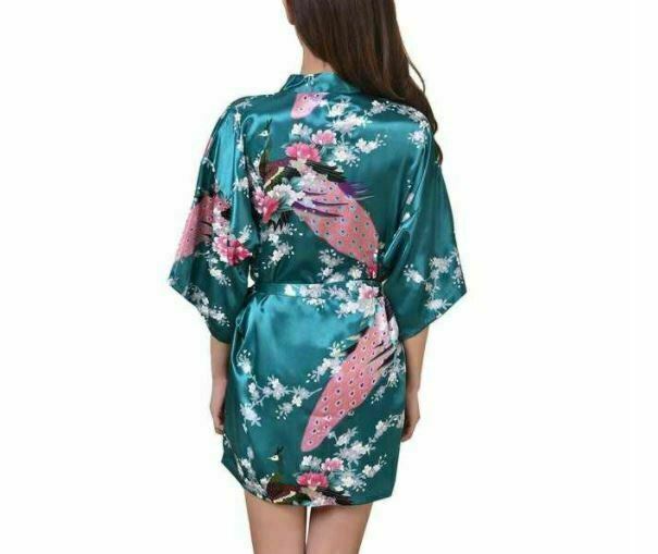 Zhong sang Green Chinese Floral Satin Sexy Kimono Robe (Size: 3XL)