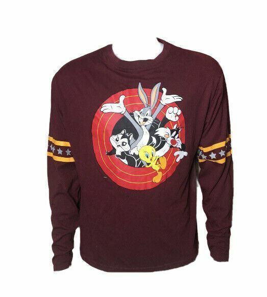 Looney Tunes Burgundy "00" Long Sleeve Top (Size: XS)