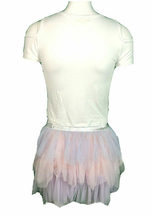 Btween Girls 2PC Set Rabbit Shirt/Skirt White&Pink (Sizes 6 - 10/12)