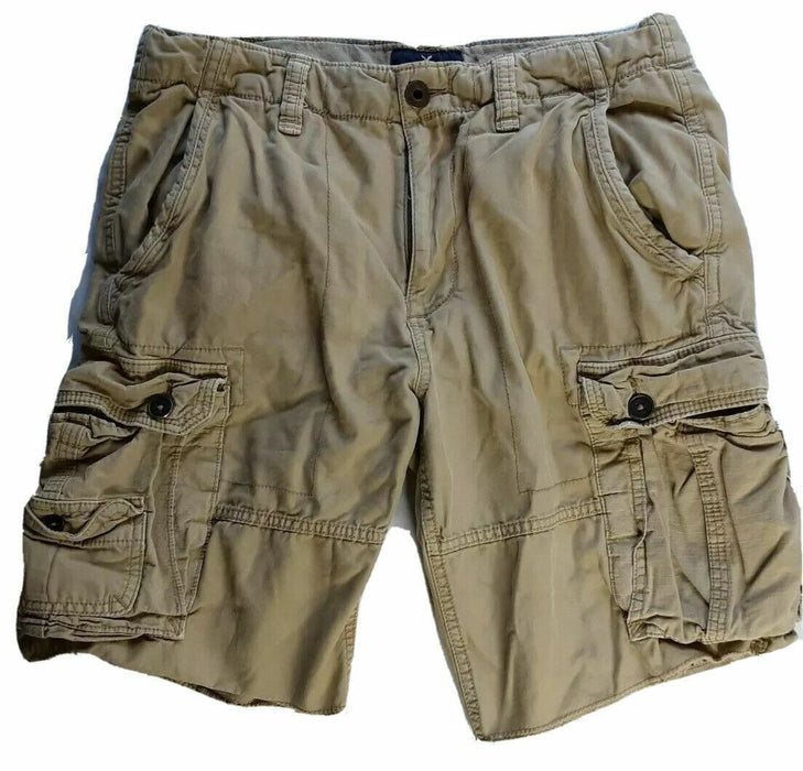 America Eagle Classic Men's Cargo Shorts Raw Hem Khaki  (Size: 31 X 10)