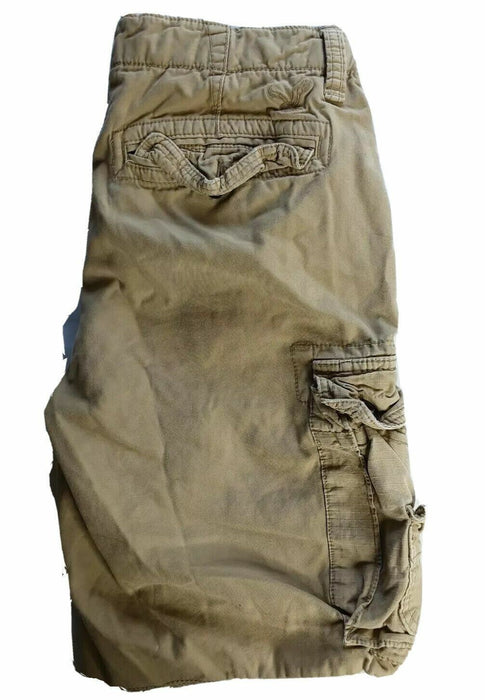 America Eagle Classic Men's Cargo Shorts Raw Hem Khaki  (Size: 31 X 10)