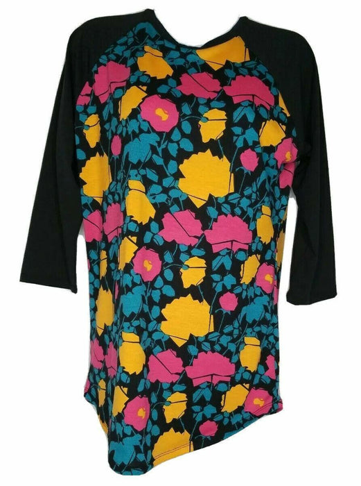 LulaRoe Black Floral 3/4 Sleeve Top (Size: S)