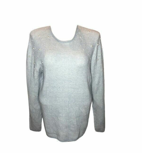 Industrie Light Dust Blue Long Sleeve Pearl Neck Classic Fit Sweater (Size: XL)