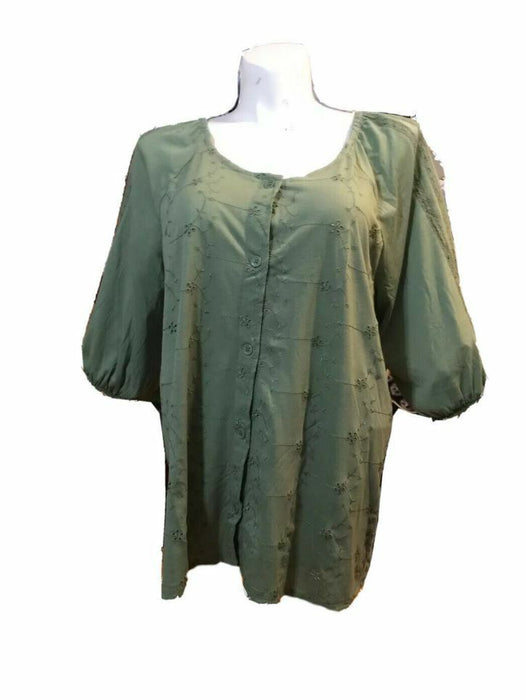 French Laundry Women's Plus Size Balloon Sleeve Top Green (Sizes: 1X, 2x, 3X)