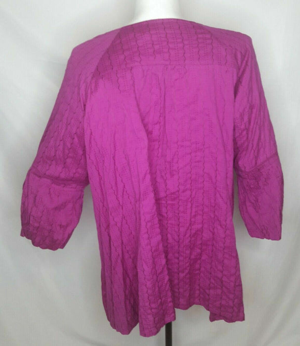 Denim 24/7 Purple 3/4 Sleeve Round Neck Top (Size: 30W)