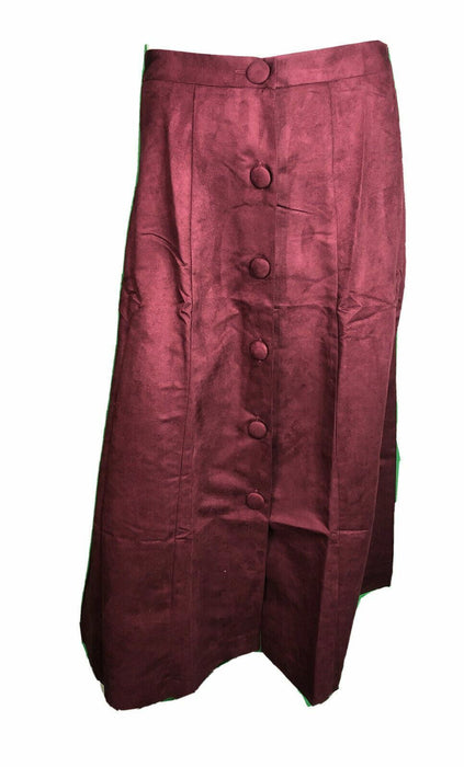 BFA Classic Burgundy Button Down A Line Skirt (Size: 6)