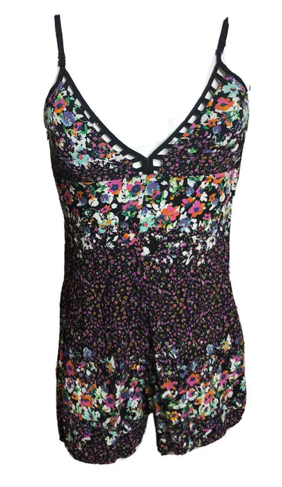 Mimi Chica Women's Black Floral Romper (Size: S)