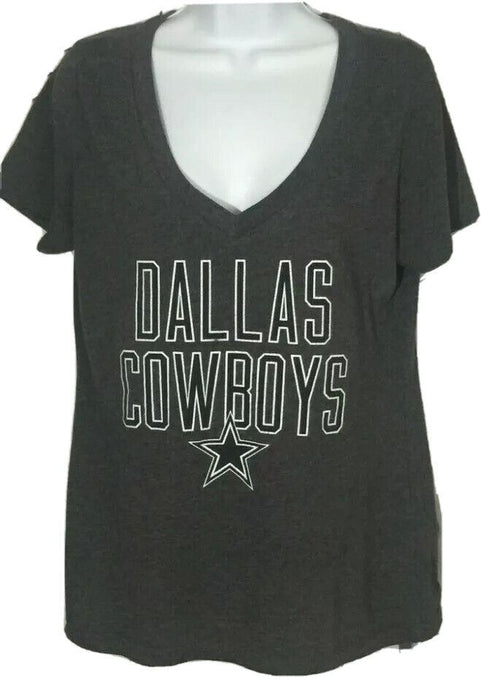 Dallas Cowboys NFL Women's Authentic V-neck Shirt Gray (Size: M)