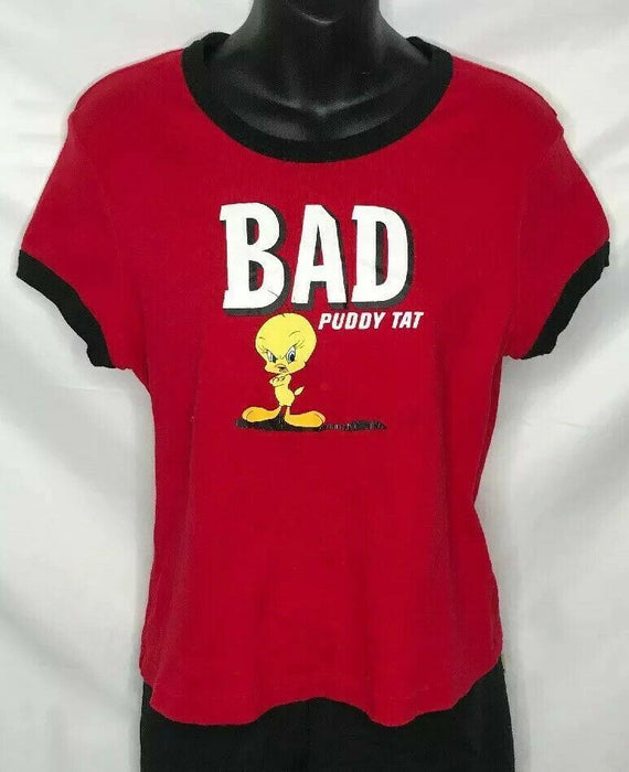 Looney Tunes Red "Bad Puddy Tat" Short Sleeve Top (Size: XXL)