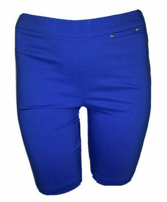 Rafella Blue Solid Comfort Waist Shorts (Size: 10)