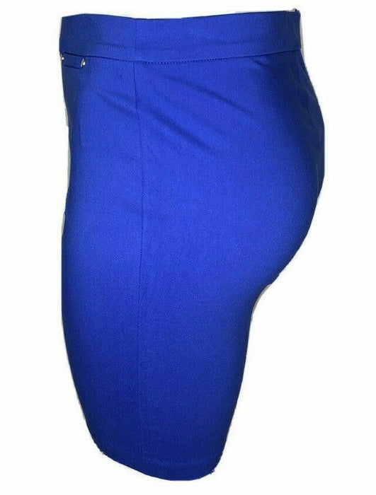 Rafella Blue Solid Comfort Waist Shorts (Size: 10)