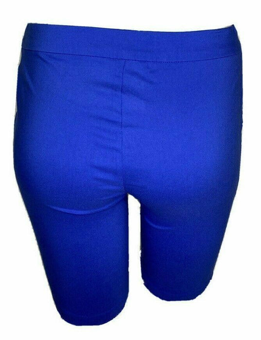 Rafella Blue Solid Comfort Waist Shorts (Size: 10)