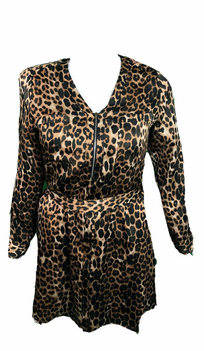 Express Brown Cheetah 3/4 Sleeve Dress (Size: M)